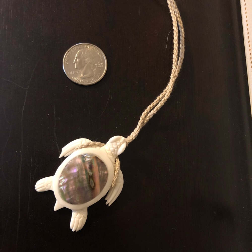 Tropical turtle necklace w/natural abalone shell